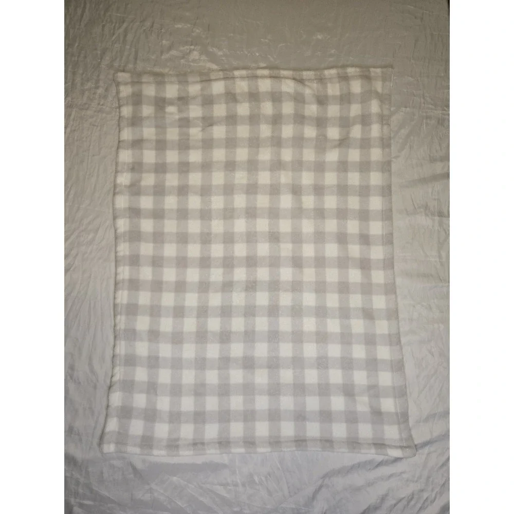 Blankets & Beyond Plush Gingham Gray White Baby Blanket Lovey Security 29x38